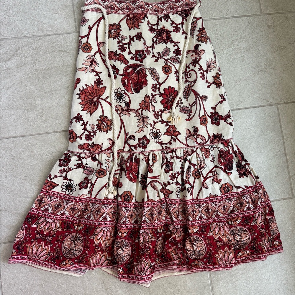 House of Harlow 1960 Red Tiered Trumpet Midi Skirt